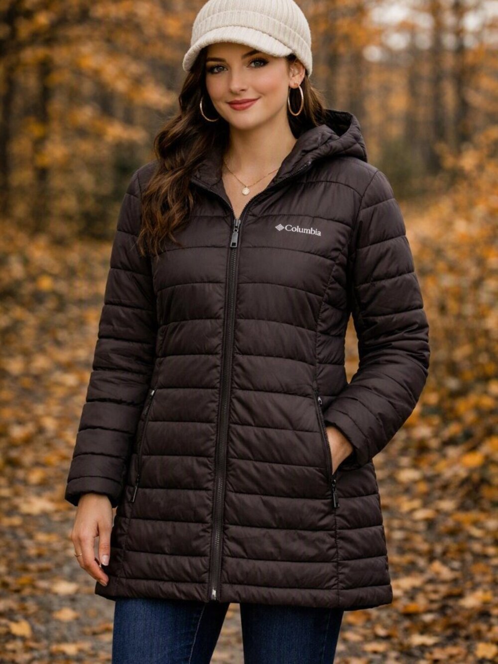 Columbia Women’s Brown Quilted Hooded Puffer Coat